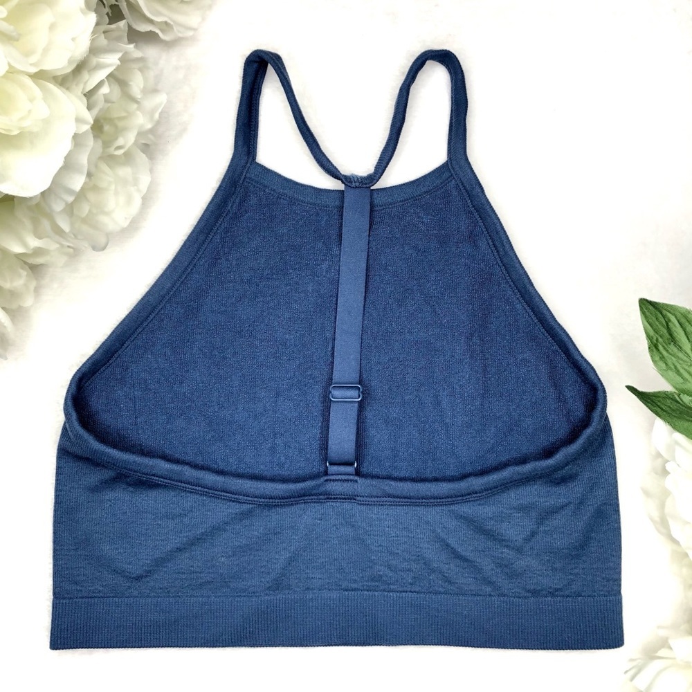 Colsie Cropped Halter Top Ribbed Cami Blue Medium M - Picture 4 of 14